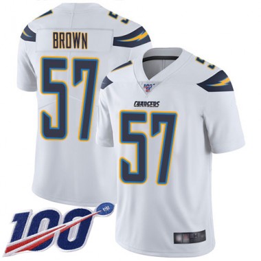 Los Angeles Chargers NFL Football Jatavis Brown White Jersey Men Limited #57 Road 100th Season Vapor Untouchable->los angeles chargers->NFL Jersey